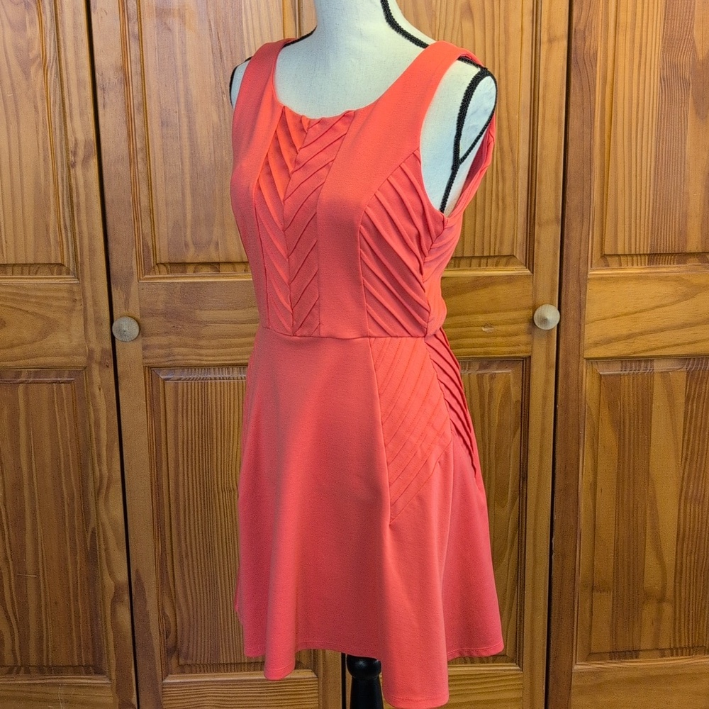 As U Wish Women's Pink Midi Stretch Formal Cocktail Sleeveless Dress L